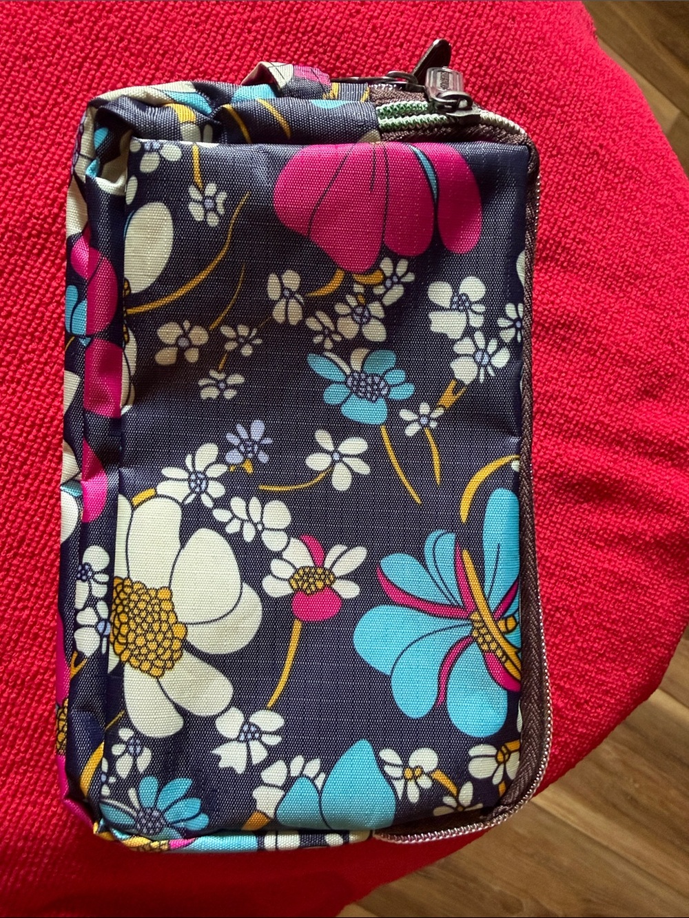 Multi-Zip Women's Cosmetic Bag Set - Black with Rainbow Zippers